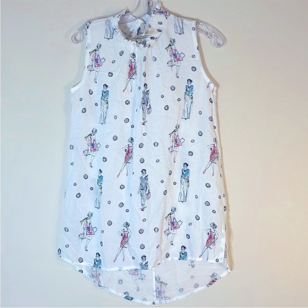 DOLCEZZA Fashion Girl Print Sleeveless Tunic Top.  XS. NWT.